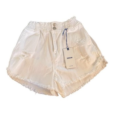 Love Tree Denim Jean Shorts Women s S Distressed High Waisted White