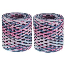 219 Yards Rafia Ribbon 2 Rolls Red Pink/Navy Blue