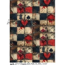 Grungy Red Chess | A4 Rice Paper | Paper for Decoupage | AB Studios