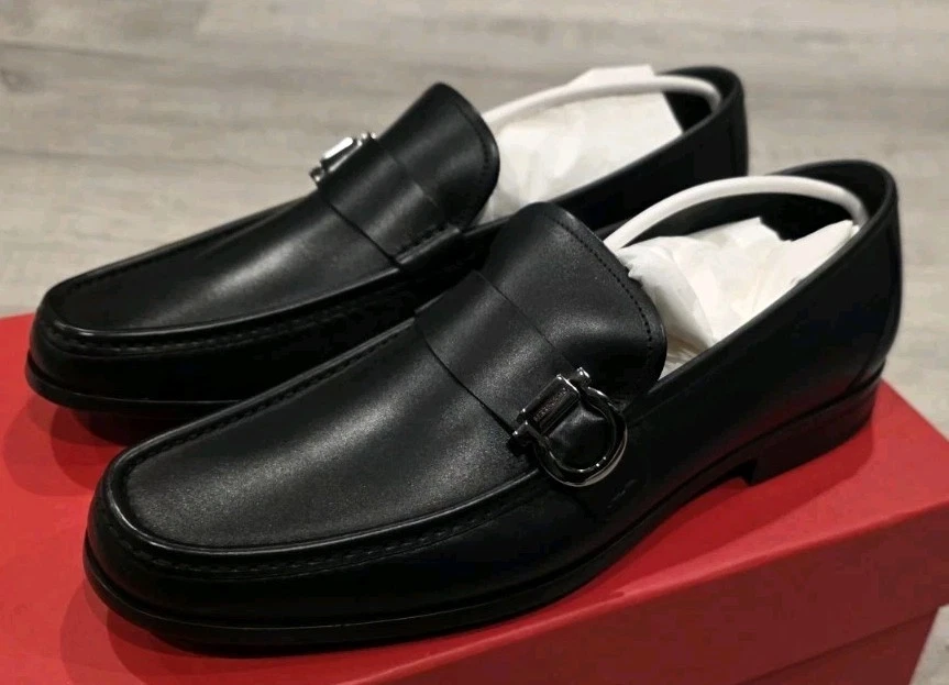 Ferragamo — Salvatore Ferragamo Men's Caspian Black Leather Loafers, Size 8US