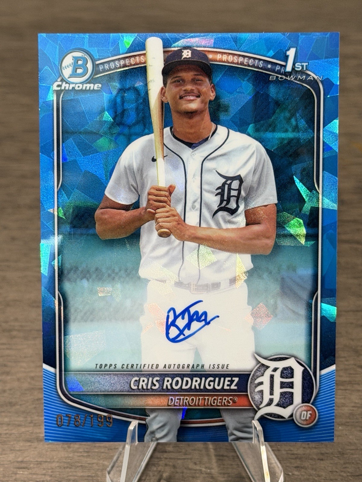 Cris Rodriguez 2025 Bowman Chrome Sapphire Auto 1st Prospect /199 Detroit Tigers