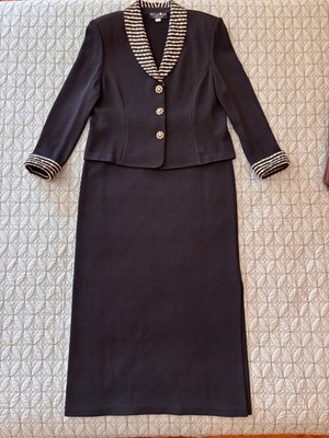 St. John Evening by Marie Gray--Black Blazer and Skirt-Sz 12 