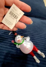 Home For The Holidays Handcrafted Glass Snowman Ornament