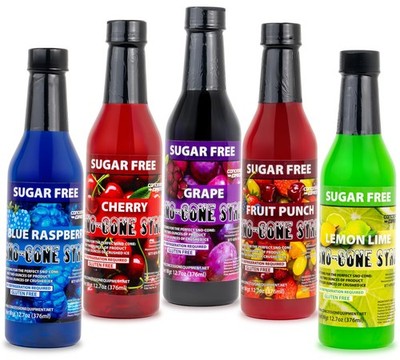 Sugar Free Snow Cone Syrup Variety Pack, 12.7 oz Bottles, 5 Flavors Assorted
