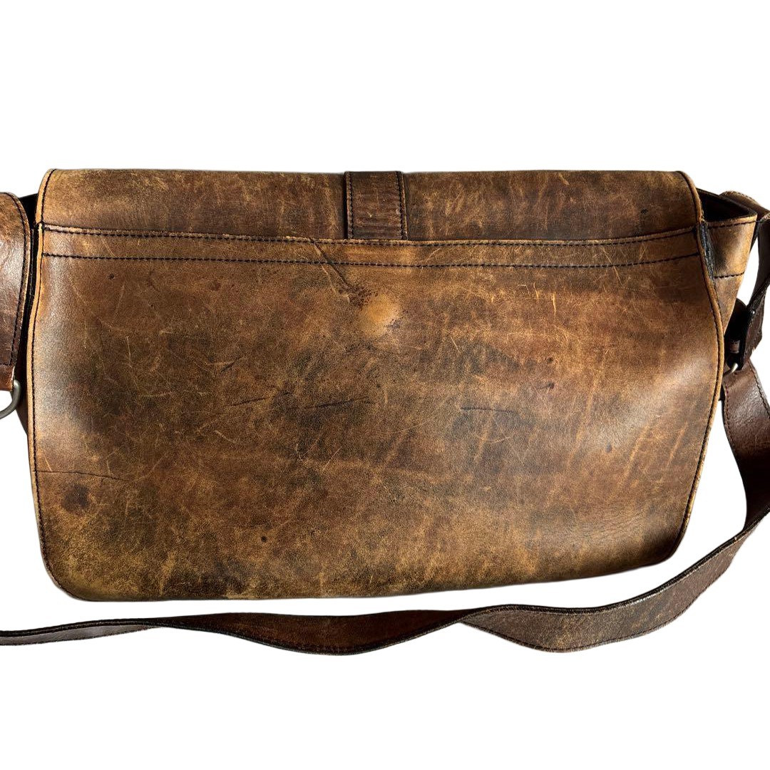 PORTER GROUND 70th Anniversary Leather Messenger Bag Vintage Dark Brown Japan