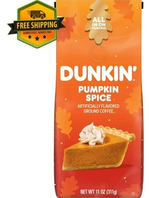 Dunkin  Pumpkin Spice Flavored Ground Coffee, Artificially Flavored, 11 oz Bag