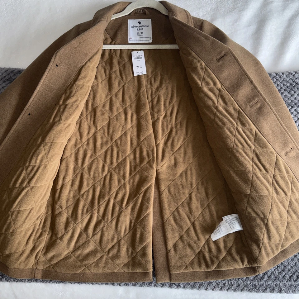 Jaqueta Abercrombie Kids Coat Youth 11/12 marrom mistura de lã resistente à água ao vento - Imagem 3 de 4