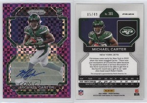 2021 Panini Prizm Purple Power /49 Michael Carter #365 Rookie Auto RC