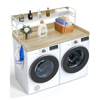 #ad HOT Washer Dryer Countertop w 2 Tier Shelf54quot;x27quot; Wooden Washer and Dryer Cou $127.38