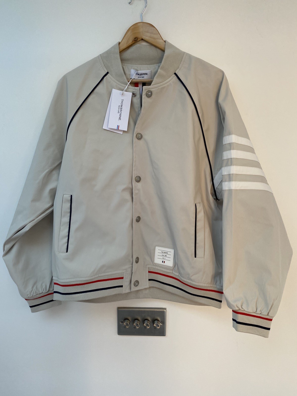 Thom Browne Bomber Jacket In Stone Size 4 New With Tags