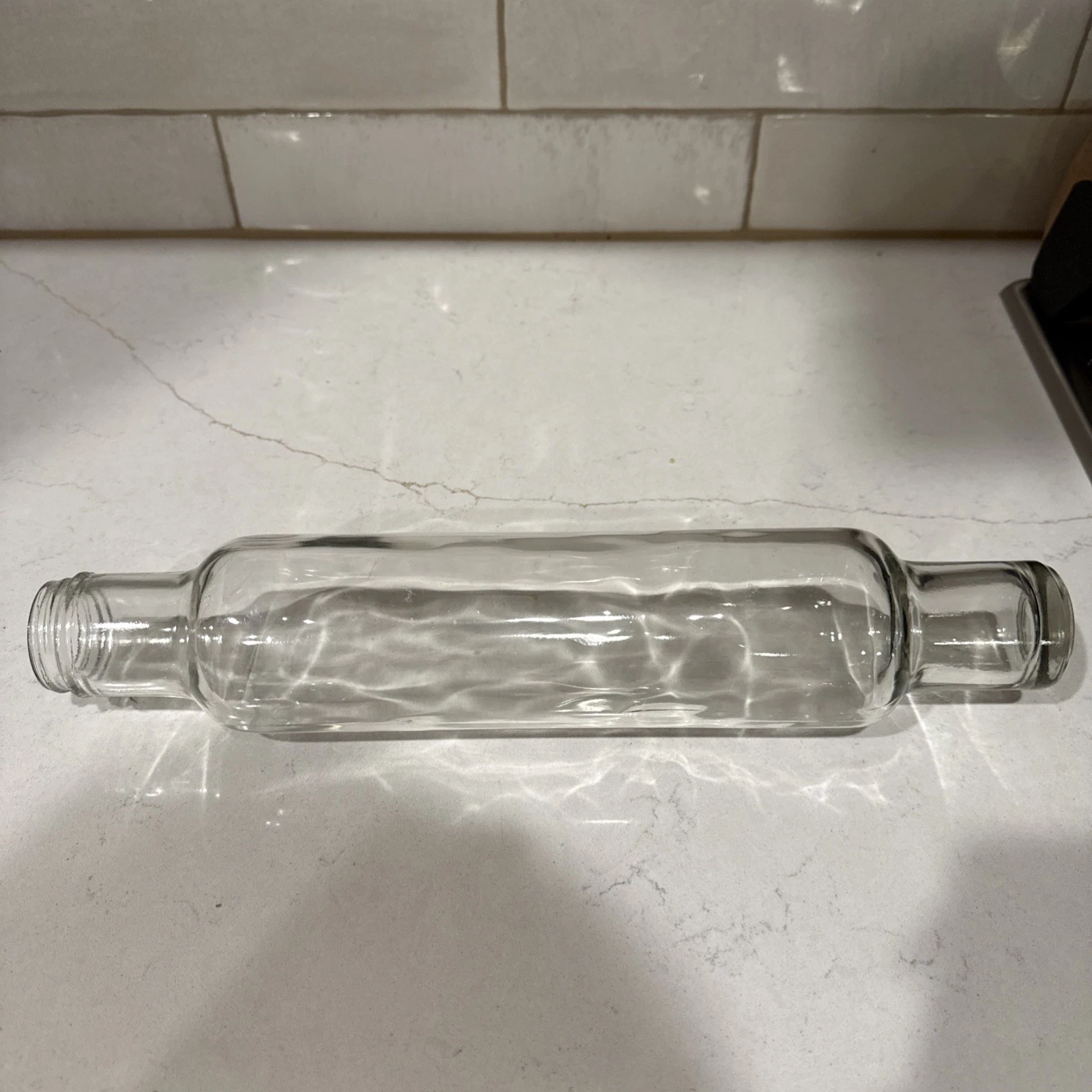 Vintage Glass Rolling Pin – 14” Long –Farmhouse Kitchen Decor Cork Not included