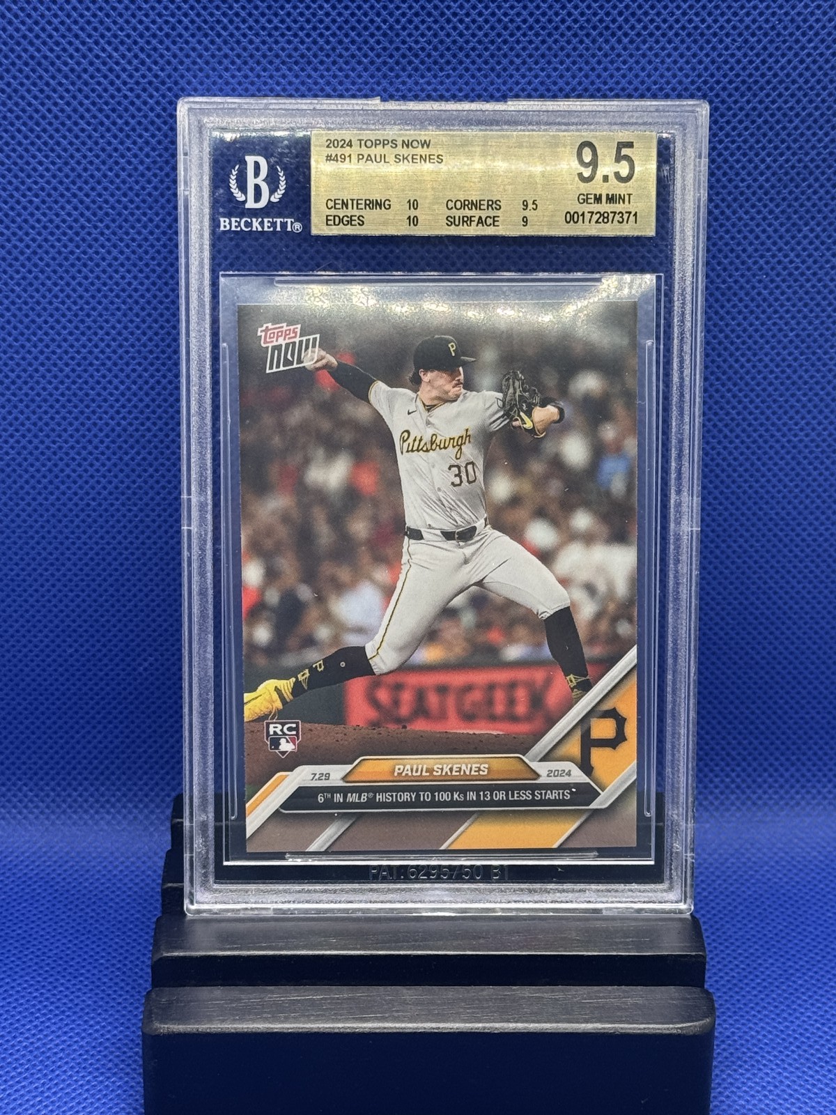 2024 TOPPS NOW BASEBALL #491 PAUL SKENES RC BGS 9.5