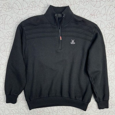 Oscar Jacobson WPS Lined 1/4 Zip Wind Golf Sweater Black Orson Wool / Mens XXL