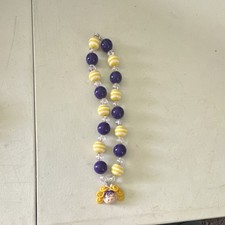 Beaded Charm Necklace Purple Yellow White Girl Miss Piggy