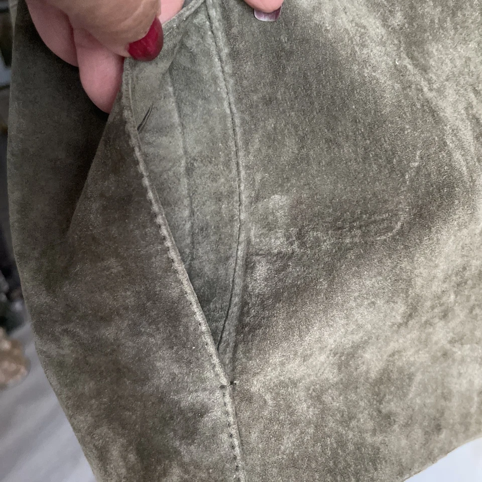 Chaqueta de Gamuza Coldwater Creek Verde Abotonada Ajustada Western Moto Office Petite L Foto 4 de 4