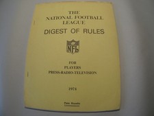 1974 NFL National Football League Digest of Rules Booklet Pete Rozelle Vintage