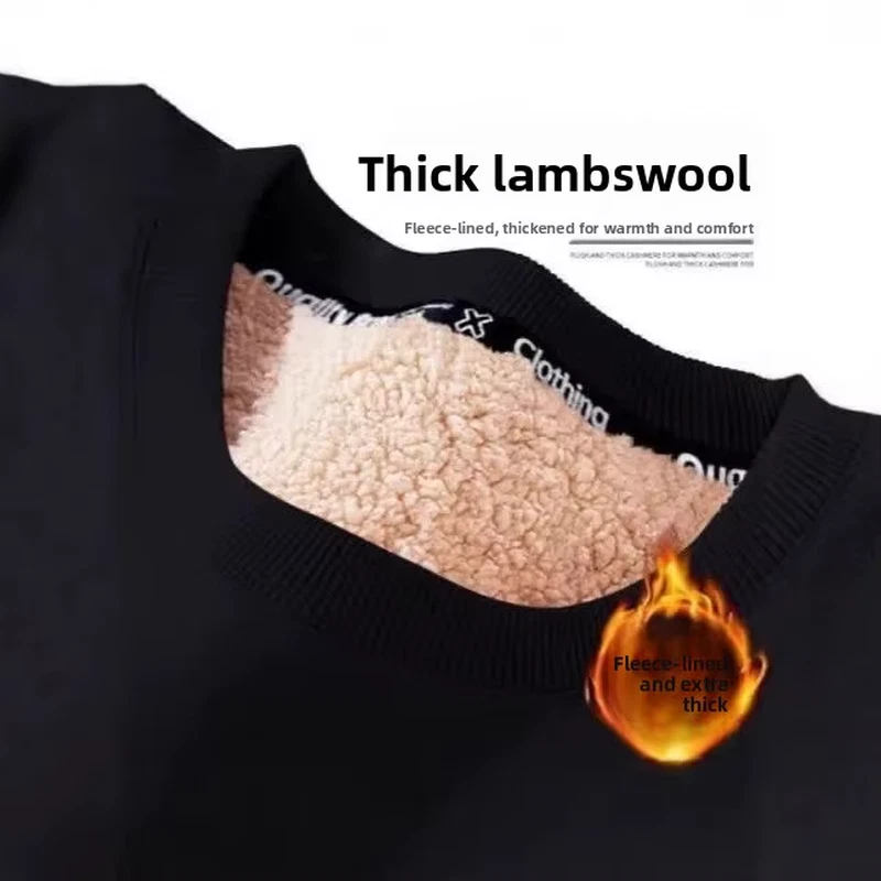 Herren Winter Fleece Shirt Warm Thermo Rundhals Sweatshirt Kamelhaar - Bild 3 von 4