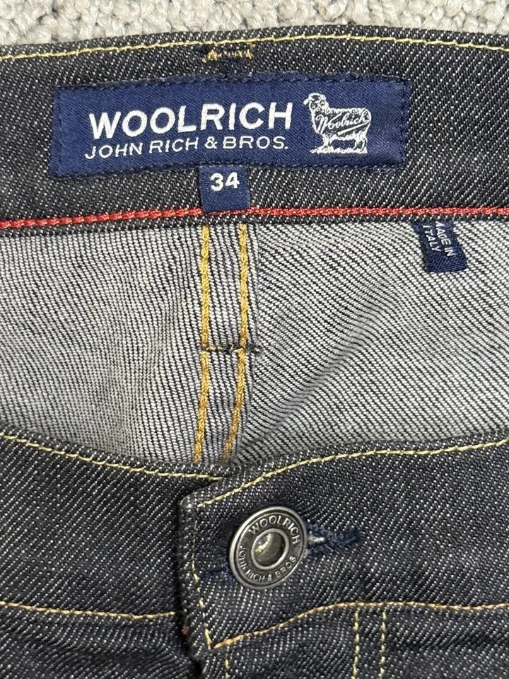 Woolrich Denim Shorts Mens 34 Blue Raw Selvedge Made in Italy Jean Cuffed Casual - Image 2 of 4
