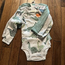 Carter's Baby Bodysuit Size 3 Mos Set of 3 Dinosaur theme NWT Gender Neutral