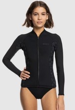 NWT Roxy Wetsuit Womens 1.0 Swell Jacket Zip Q Lock Surf Swim Black 1mm Sz 10