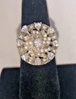Vintage Costume Silver & Cubic Zirconia Cluster Ring - Marked 925 - Size 7