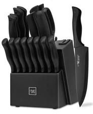HUNTER.DUAL 19 PCS KITCHEN KNIFE SET BLOCK SELF SHARPENING DISHWASHER - BLACK