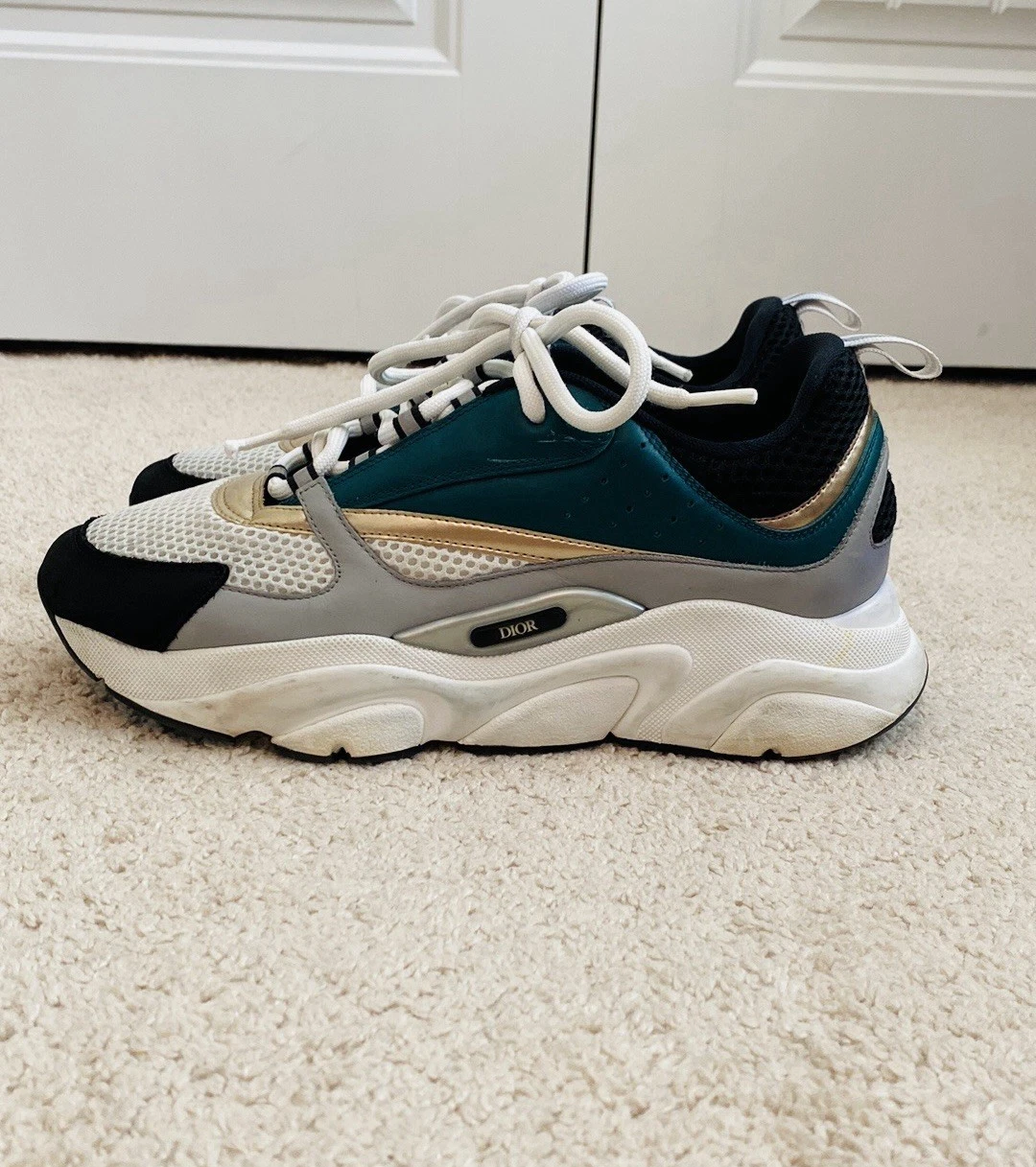 Baskets baskets homme Christian Dior B22 blanc noir vert or taille 42 US taille 9