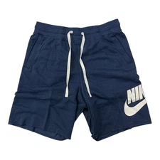 Nike Men’s Shorts DX0502-410 Soft Navy Blue Cutoff Gym Lounge White Logo