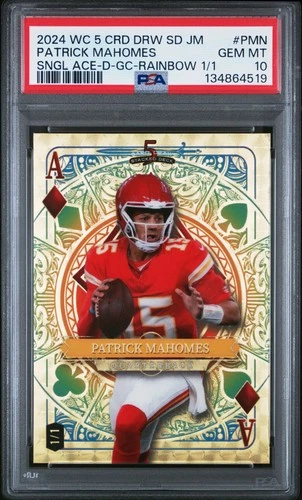 2024 WILD CARD 5 CARD DRAW ACE GOLD CIRCLES RAINBOW PATRICK MAHOMES 1/1 PSA 10