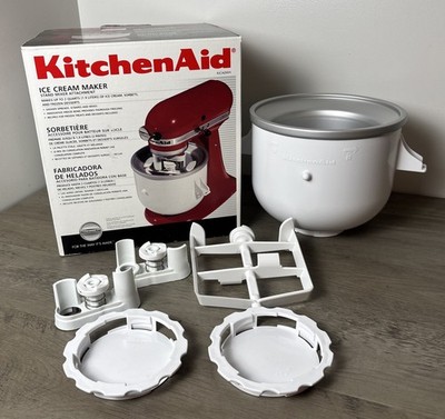 Kitchenaid Stand Mixer 2 Quart Ice Cream Sorbet Yogurt Maker KICA0WH - Complete