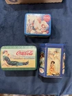 Coca-cola Tins Bundle Lot Beach Girls Baseball Disney Vintage Coke Tin Promo Fan