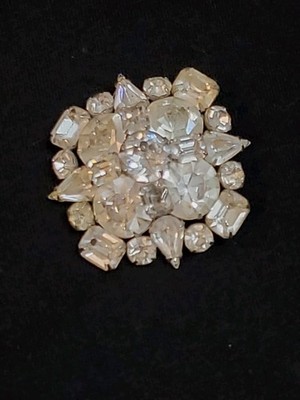 Gorgeous Vintage Aurora Borealis Rhinestone Brooch Pin Jewelry 40's 50's Square 