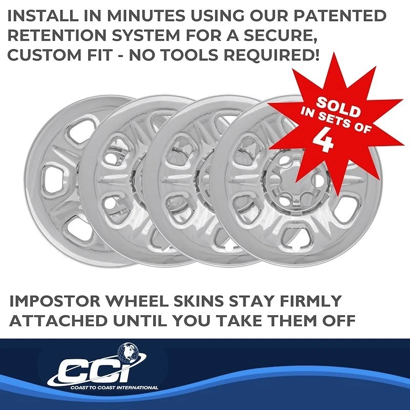 New Wheel Skins Fits 2005-2025 Nissan Frontier; 16 Inch; 6 Spoke Chrome - Image 2 of 3