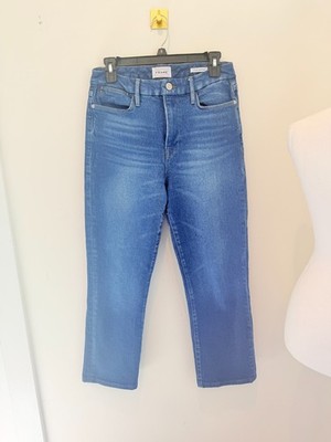 FRAME Le Super High Rise Straight Leg Jeans Medium Wash Blue size 27