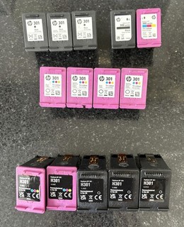 9 Genuine HP Ink Cartridges And 5 HP Compatible All Empty