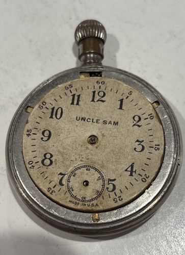 Vintage Uncle Sam Pocket Watch Not Working Repair Parts Watch - Picture 2 of 7