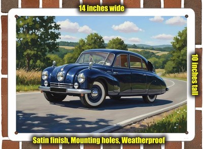 Metal Sign - 1950 Tatra T87 Oil Painting - 14x10