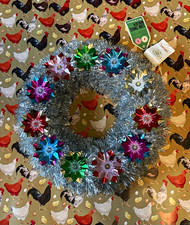 Mr. Christmas 16in Silver Tinsel Wreath w/ Lights Christmas Vintage Inspired