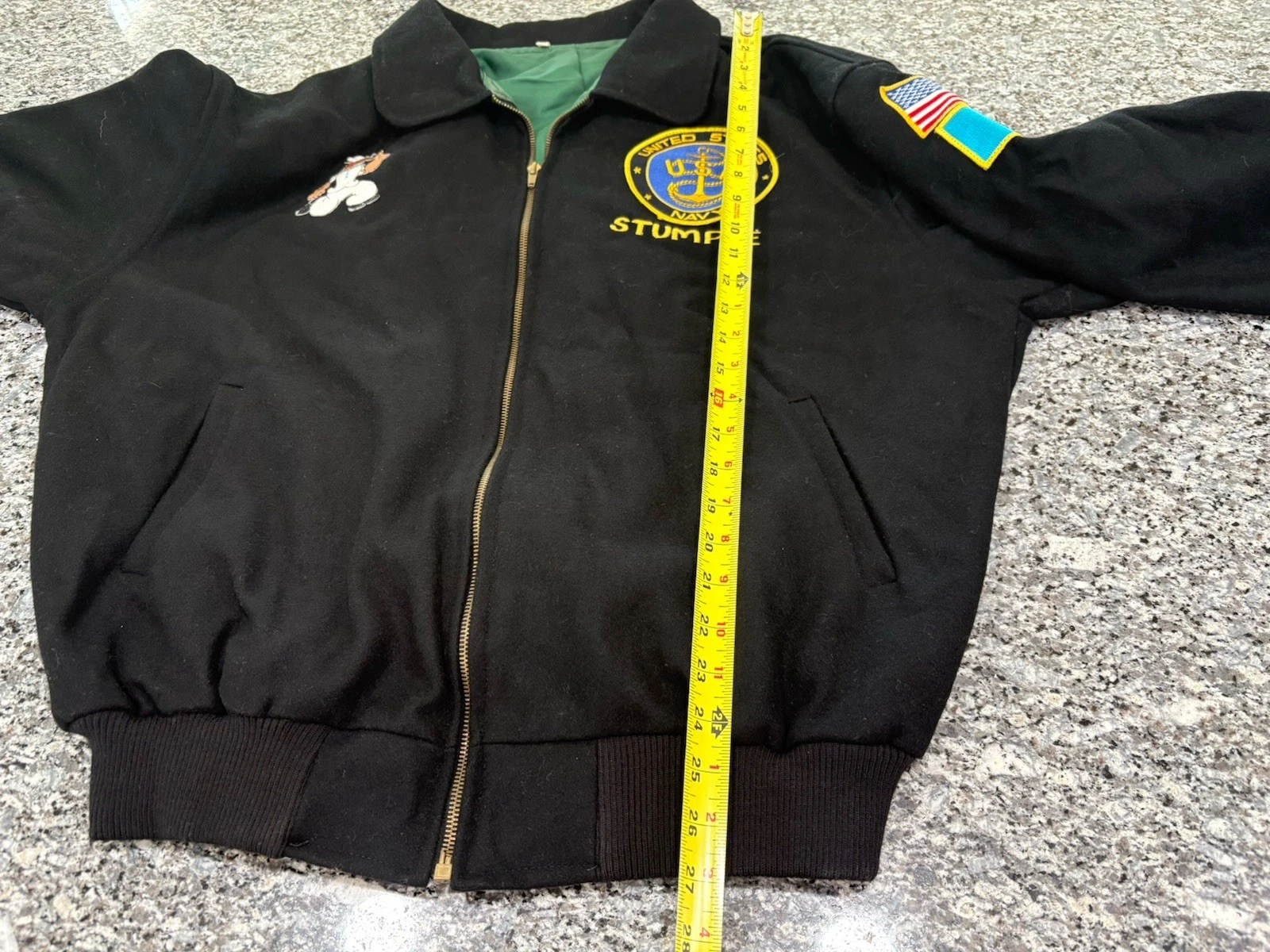 Vintage Wool Bomber Jacket XL 1997 USS INCHON North Atlantic Cruise Awesome Coat image 12