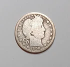 1908 - D Barber Quarter 25c 90% Silver Bullion Graded G front, AG back