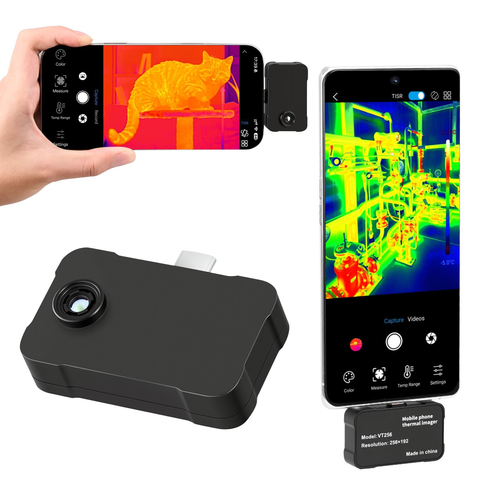 Caméra thermique smartphone 256x192 25Hz Uimoso pour détection de fuite d'eau et pont thermique