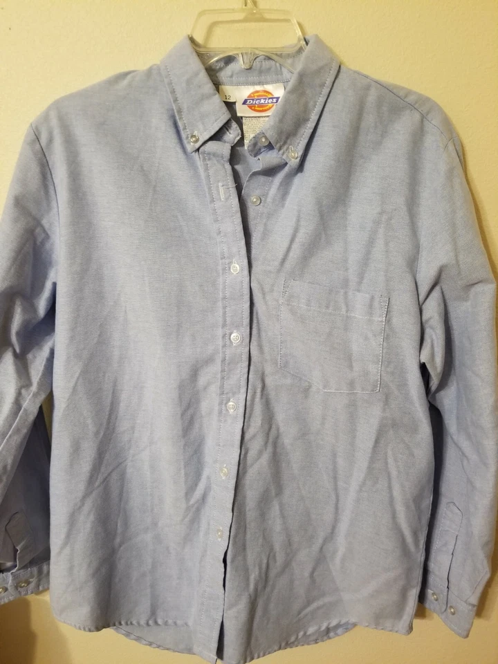 Mujer Talla 12 Dickies 1 Bolsillo Azul Pin Tuck Botón Arriba Botón Abajo Foto 3 de 4