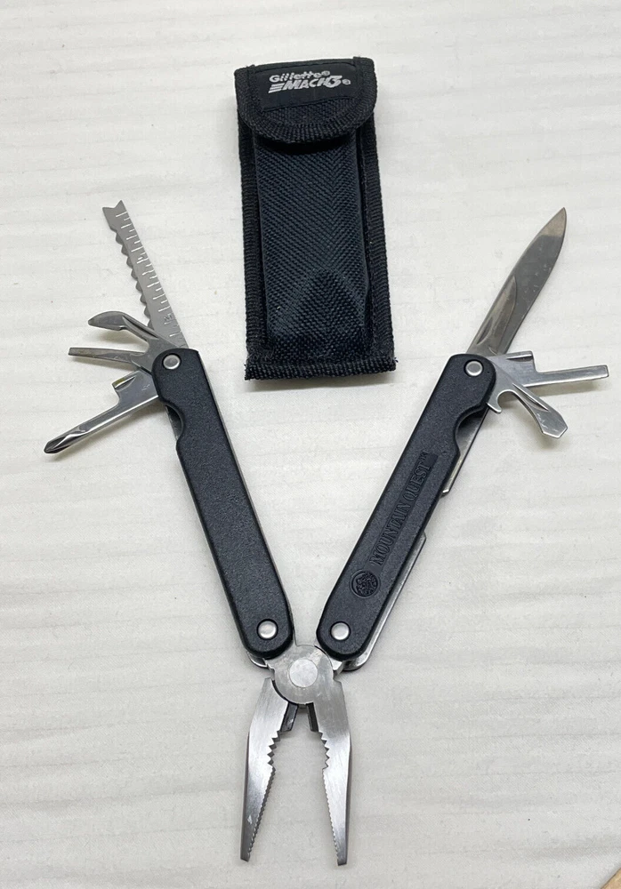 Multi-Tool Multitool Mountain Quest (9-in 1) Black w/Mach 3 Sheath Camping Handy