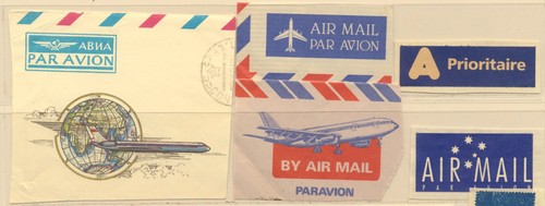 Small Collection 27 International Airmail Labels Cut-offs Etiquettes Mint/Used - Picture 4 of 5