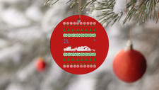 Semi Truck Hauling Equipment Ugly Christmas Sweater Circle Ornament
