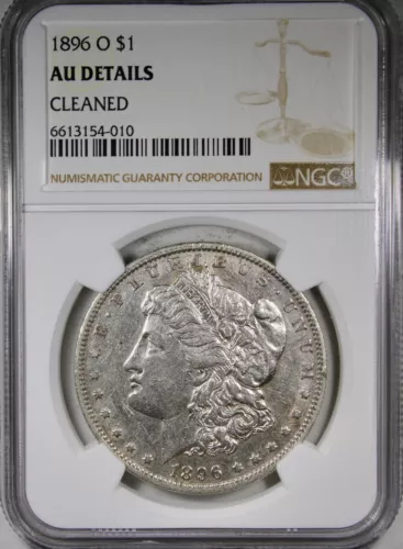 1896-O Morgan Dollar NGC AU Details Cleaned Coin Better Date $1