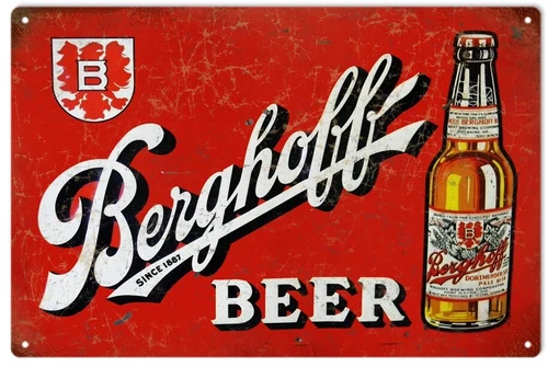 Vintage Style Metal Sign Berghoff Beer Bar 12 x18