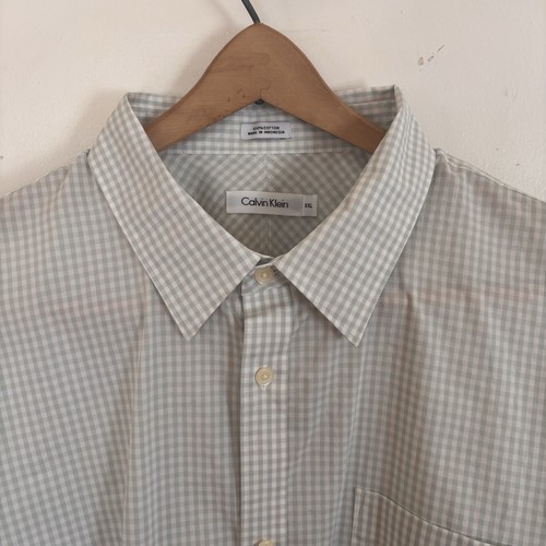 CALVIN KLEIN Shirt Mens 2XL Green Checkered Long Sleeve Collared Button Down - Picture 4 of 9