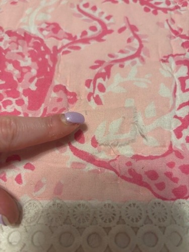 Pottery Barn Kids Lilly Pulitzer Twin Patchwork Quilt On Parade Pink Green - Picture 8 of 10