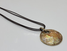 Trifari Pendant Necklace Vintage Gold Tone Mosaic Design Signed Marked 18" Adj